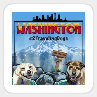 2 Traveling Dogs - Washington Sticker